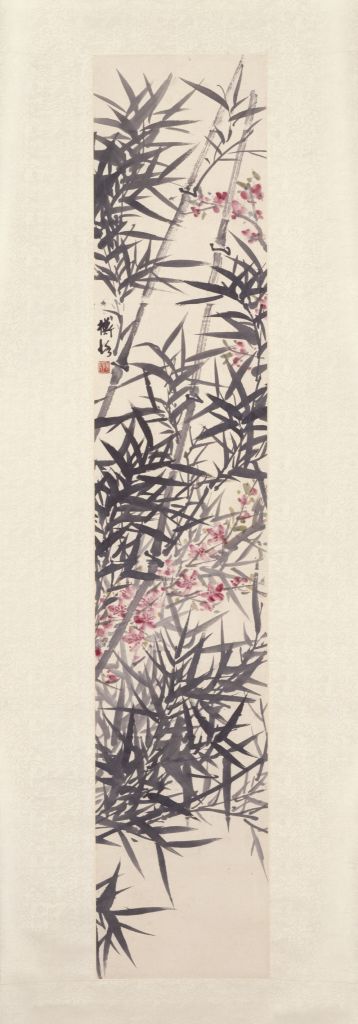 图片[1]-Chen Shizeng Bamboo Peach Map Axis-China Archive